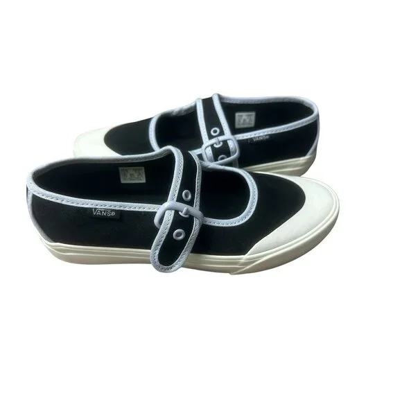 Vans Mary Jane Ballerina Black Women’s Sz 5 Athletic Shoe Black Sneaker New - Picture 1 of 11